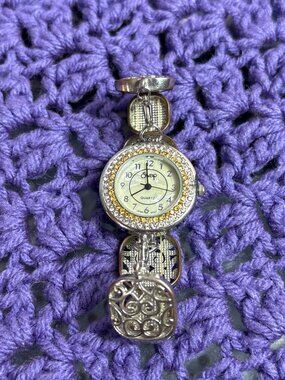 Swap Watch Quartz Mother of Pearl Face Rhinestone Overall Wear Missing Rhineston